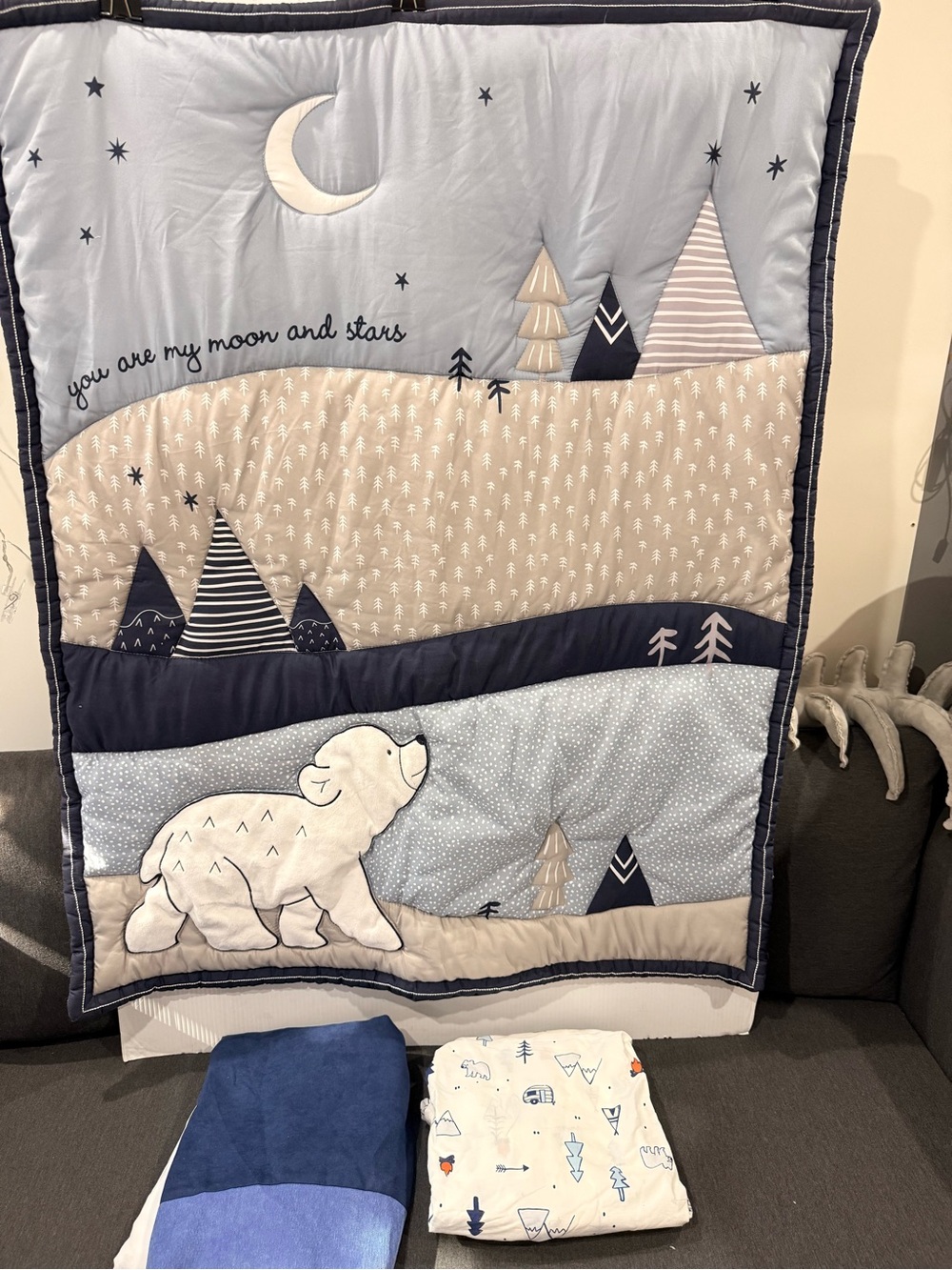 Baby Polar Bear Nursery 3 piece crib Bedding set - new